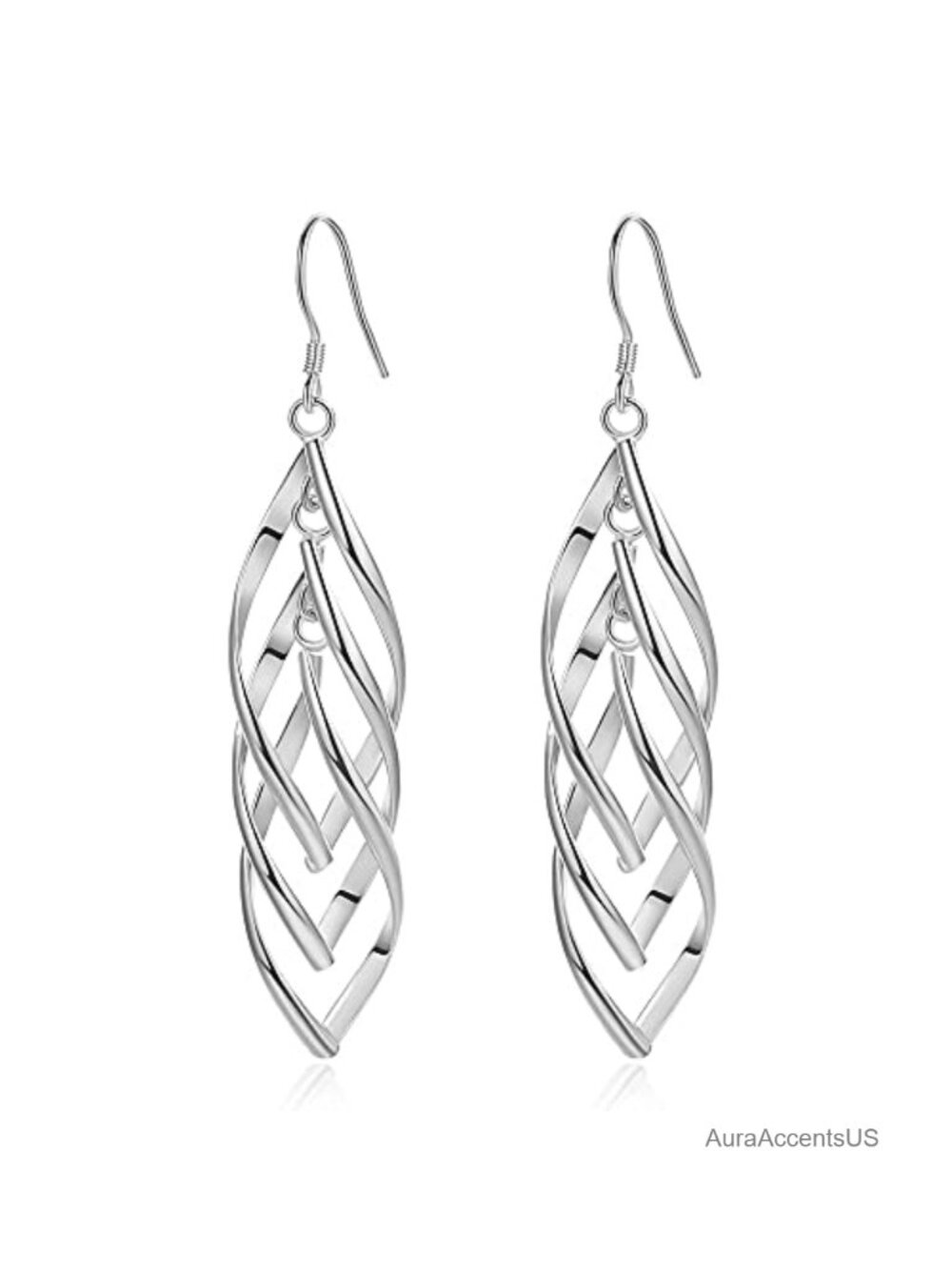 Sterling Silver Plated Dangle Earrings Linear Drop Statement Earrings for Women